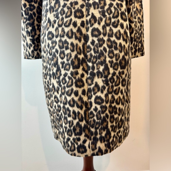 Express Faux Fur Leopard Print Single Breasted Pea Coat Black/Tan Size M - Picture 9 of 14